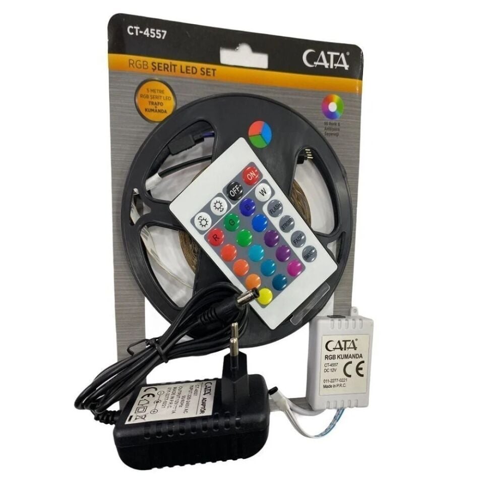 Cata Rgb Şerit Led Set 5 Metre+Kumanda+Adaptör – CT-4557